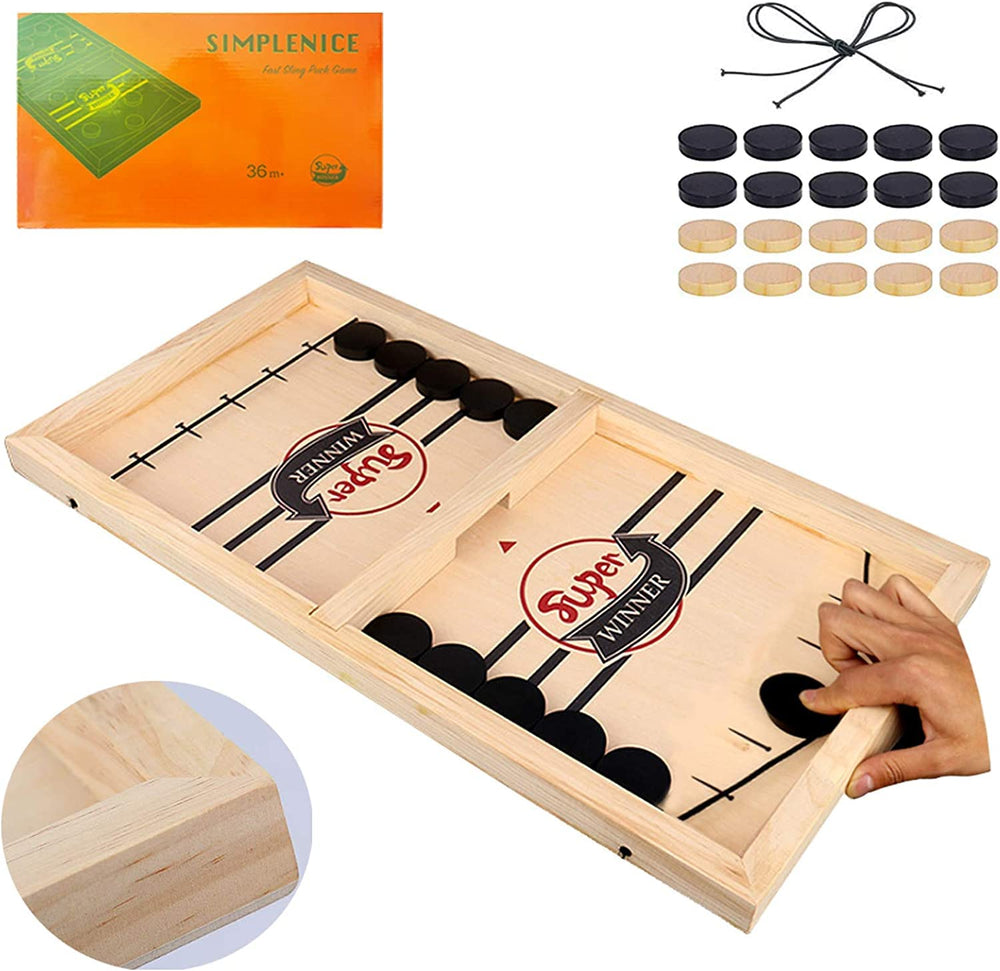 SIMPLENICE Fast Sling Puck Game board with sturdy wood for quick, competitive rounds.