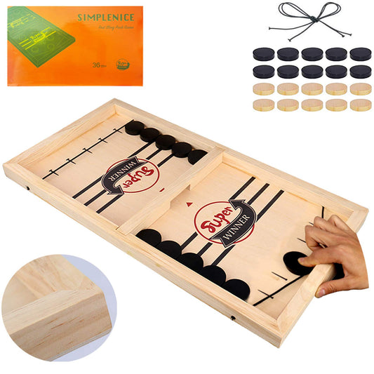 SIMPLENICE fast sling puck game on a large board for quick family rounds
