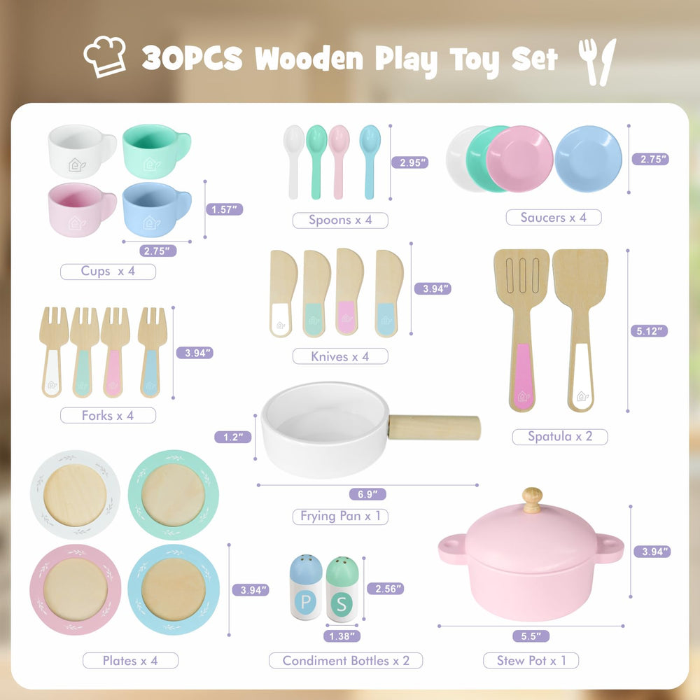 SIMPLIPLAY child-sized kitchen accessories, encouraging screen-free pretend play.