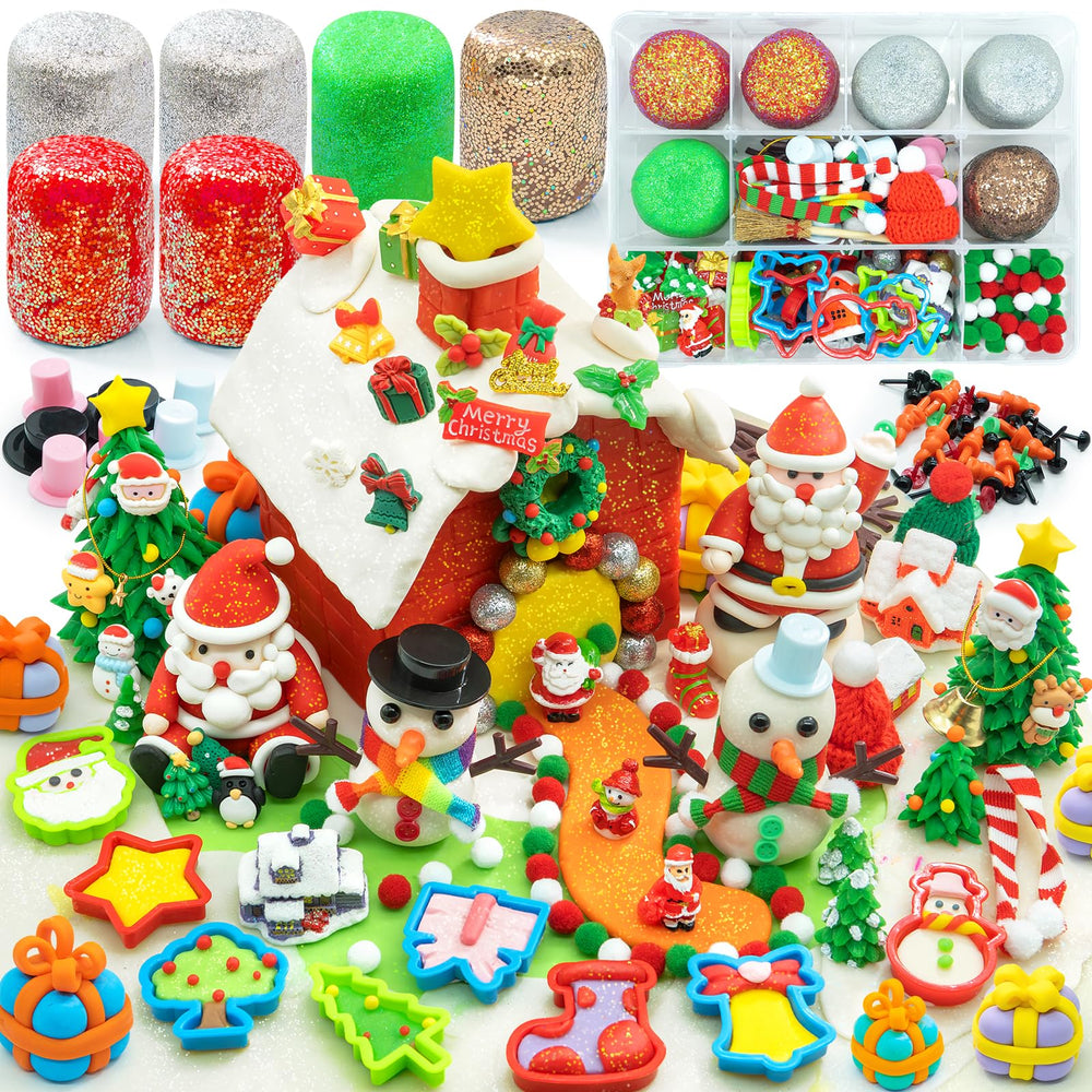 SIMPLIPLAY Christmas sensory dough kit with glitter doughs enhances creative play