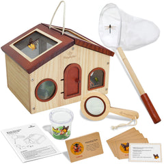 SIMPLIPLAY wooden bug habitat for safe outdoor observation.