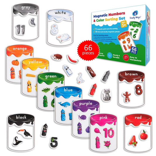 Simply Magic 66-Pcs color sorting set box for organized home learning.