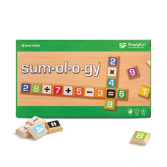 SimplyFun Sumology board setup shows math play and quick arithmetic practice