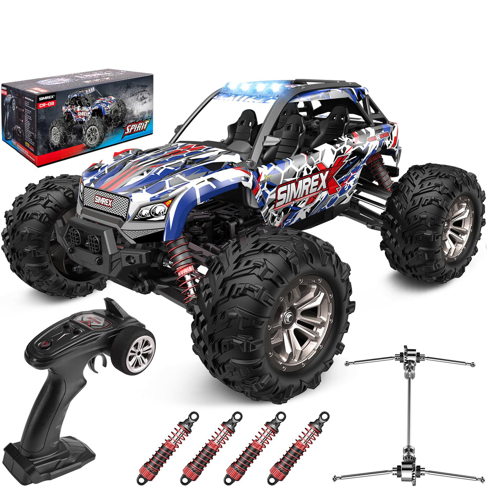 SIMREX 1/16-scale 4WD monster truck with rugged chassis for off-road adventures.