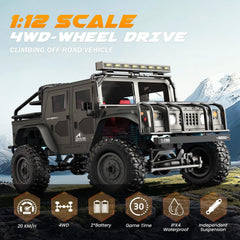 SIMREX all-terrain RC car with LED lights visible for night driving