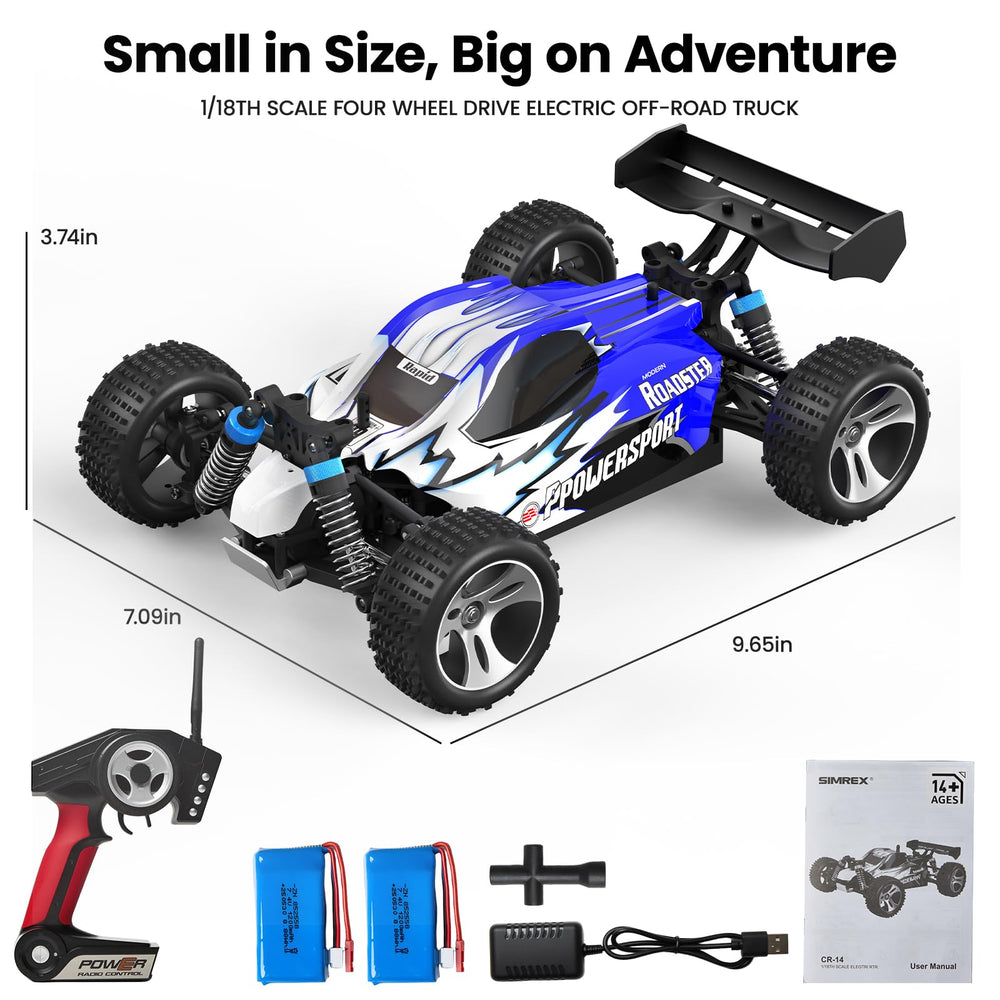 SIMREX blue off-road action shot highlights all-terrain capability