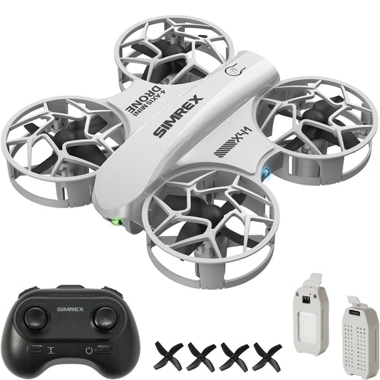 SIMREX Mini Drone gray with one-key takeoff for easy beginners.