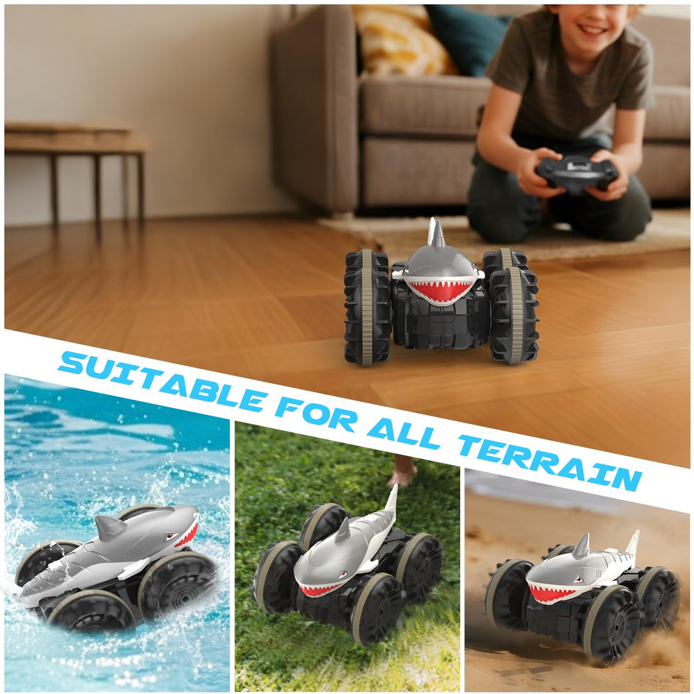 SIMREX Shark RC car powered by rechargeable batteries for longer sessions.