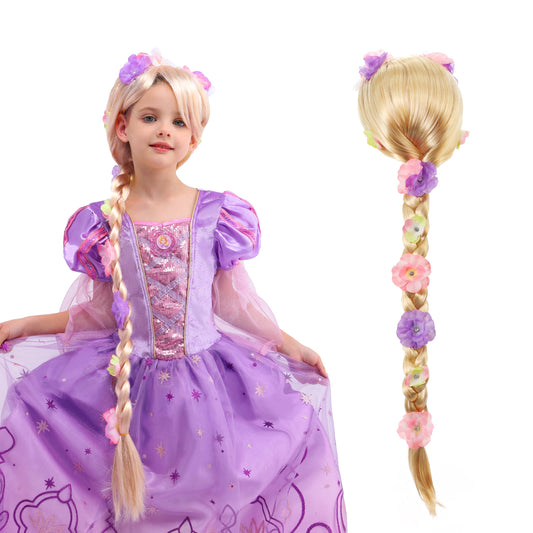 Sincere Party Rapunzel wig with flower decorations adds a whimsical touch for celebrations.