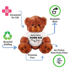 SinMan bear side view with removable mini shirt, playful gift versatility.