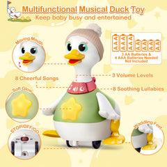 Sinpedex duck toy features soft lights and gentle sounds for soothing routines.