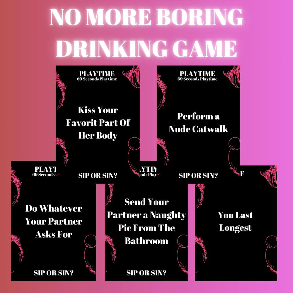 Sip Or Sin card spread shows dares and questions for couples.