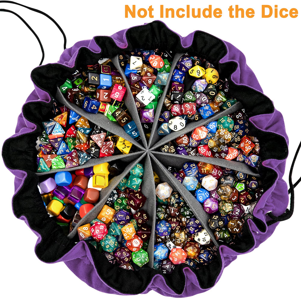 SIQUK dice bag demonstrates capacity to hold 300+ dice for RPG sessions