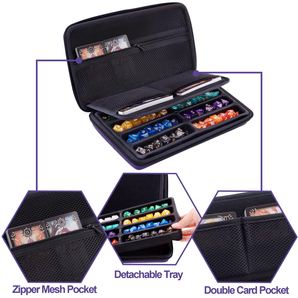 SIQUK dice case open tray, ready rolling surface during sessions