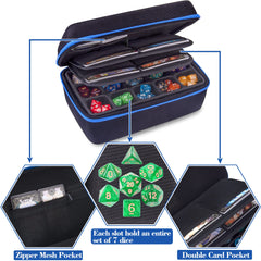 SIQUK dice case 15-slot tray keeps full dice sets ready.