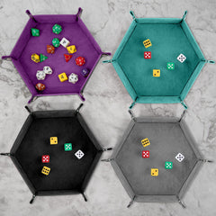 SIQUK dark green hexagon dice tray; easy to clean surface