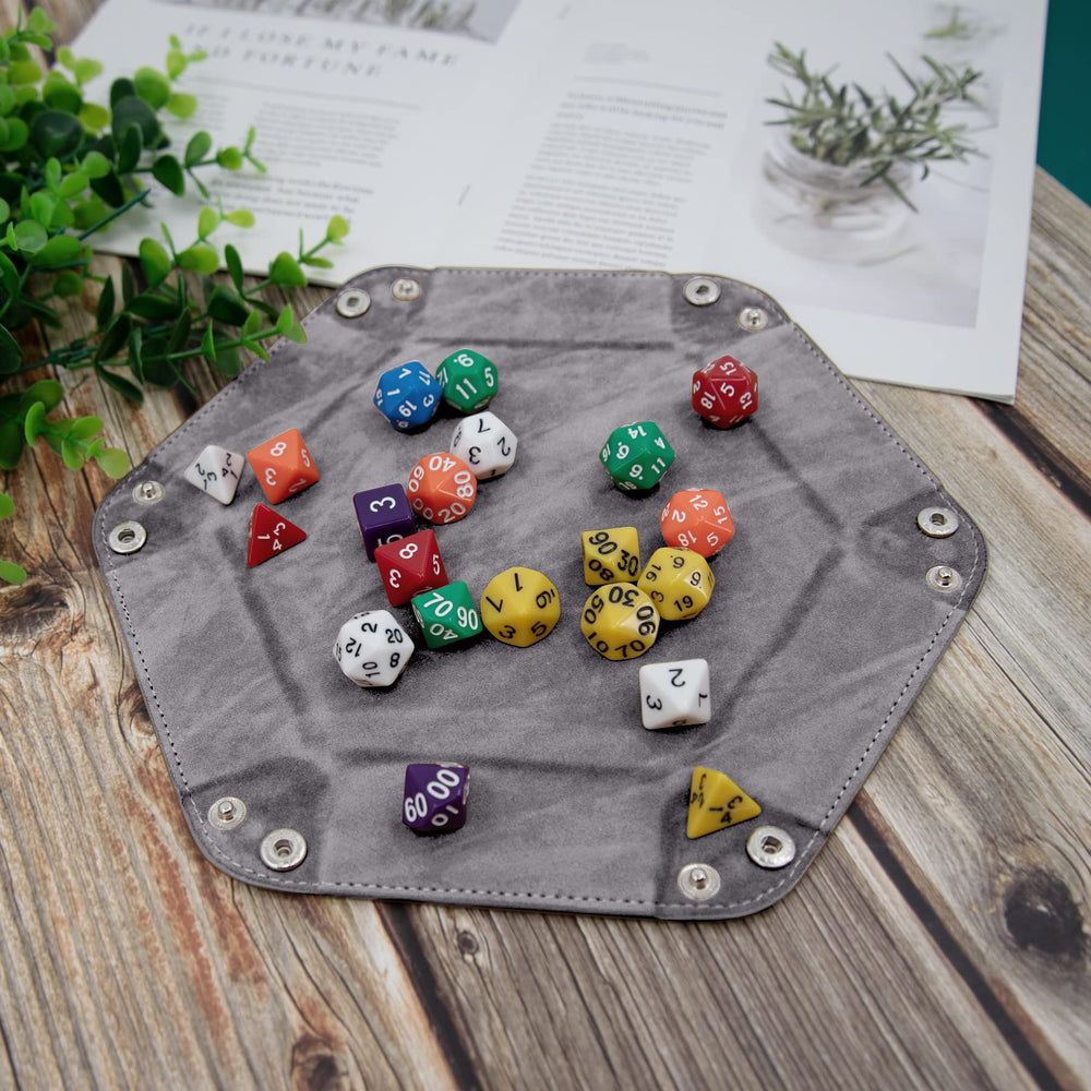 SIQUK gray hexagon dice tray protects dice while rolling