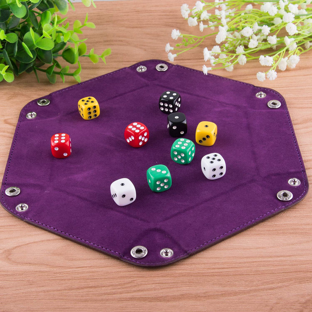 SIQUK violet dice tray hexagon foldable for travel and quick setup