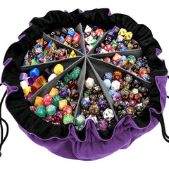 SIQUK large dice bag with pockets showing nine compartments for organized dice storage