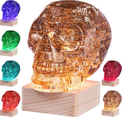 SIRPERICE 3D skull crystal puzzle on LED base lights up desk decor.
