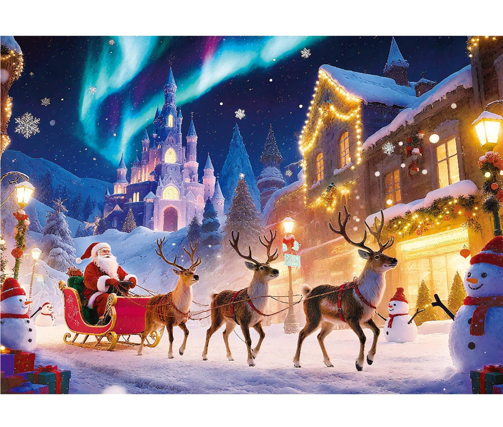 Sitanflex Santa under Aurora Borealis puzzle image for cozy family nights.
