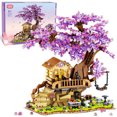 Sitodier Cherry Blossom Tree House Building Kit—vibrant pieces form a playful, imaginative tree house scene.