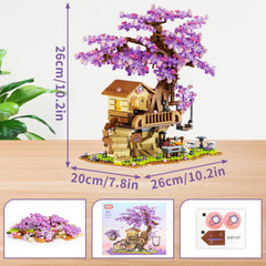 Sitodier cherry blossom tree house creates a tranquil night ambiance with light.
