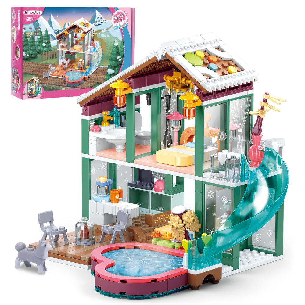 Sitodier hot spring vacation house assembly showing immersive construction for kids