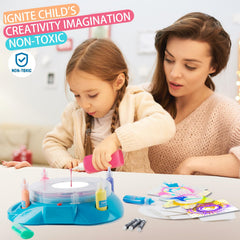 Sixth Space Spin Art splatter guard helps keep sessions tidy.