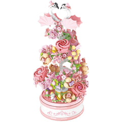 Completed SJIADA bouquet music box displayed as decorative room decor.