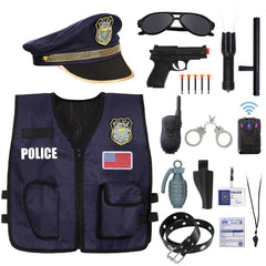 SKCAIHT police officer costume vest and hat for kids, ideal for imaginative pretend play