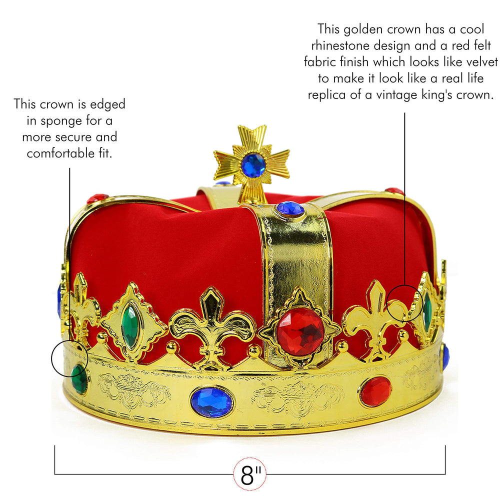 Skeleteen Regal Gold King Crown packaging, ready for gifting and easy storage.