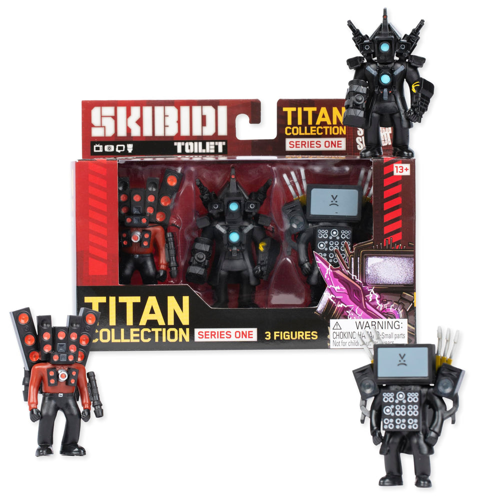 Skibidi Toilet Titan 3 Pack display-ready figures enhance any collection.