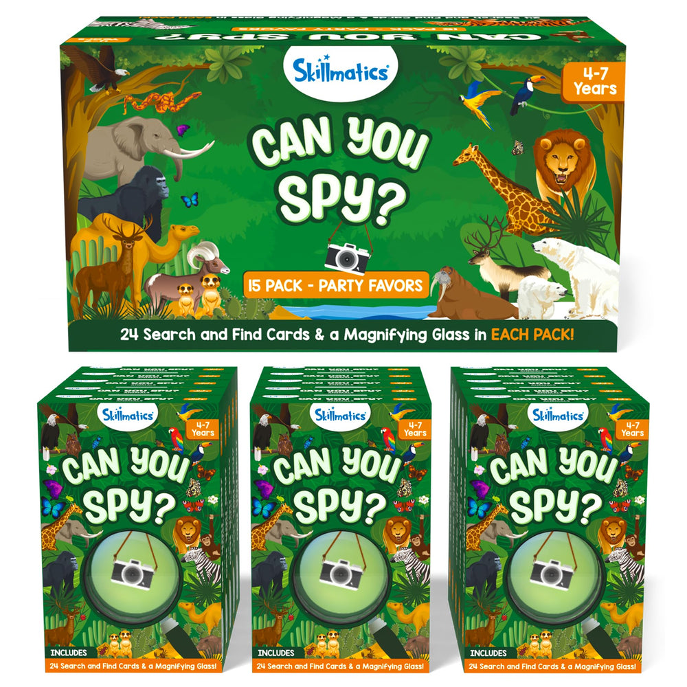 Skillmatics Can You Spy Animals card set with 24 animal cards for engaging, screen-free exploration.