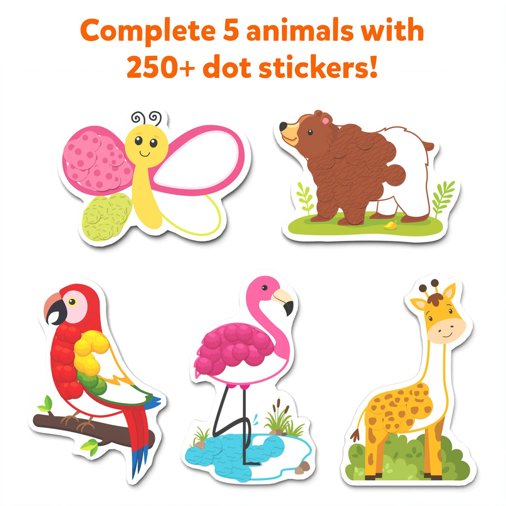 Kids peel-and-stick animal stickers for creative decorating with Skillmatics Dot It.