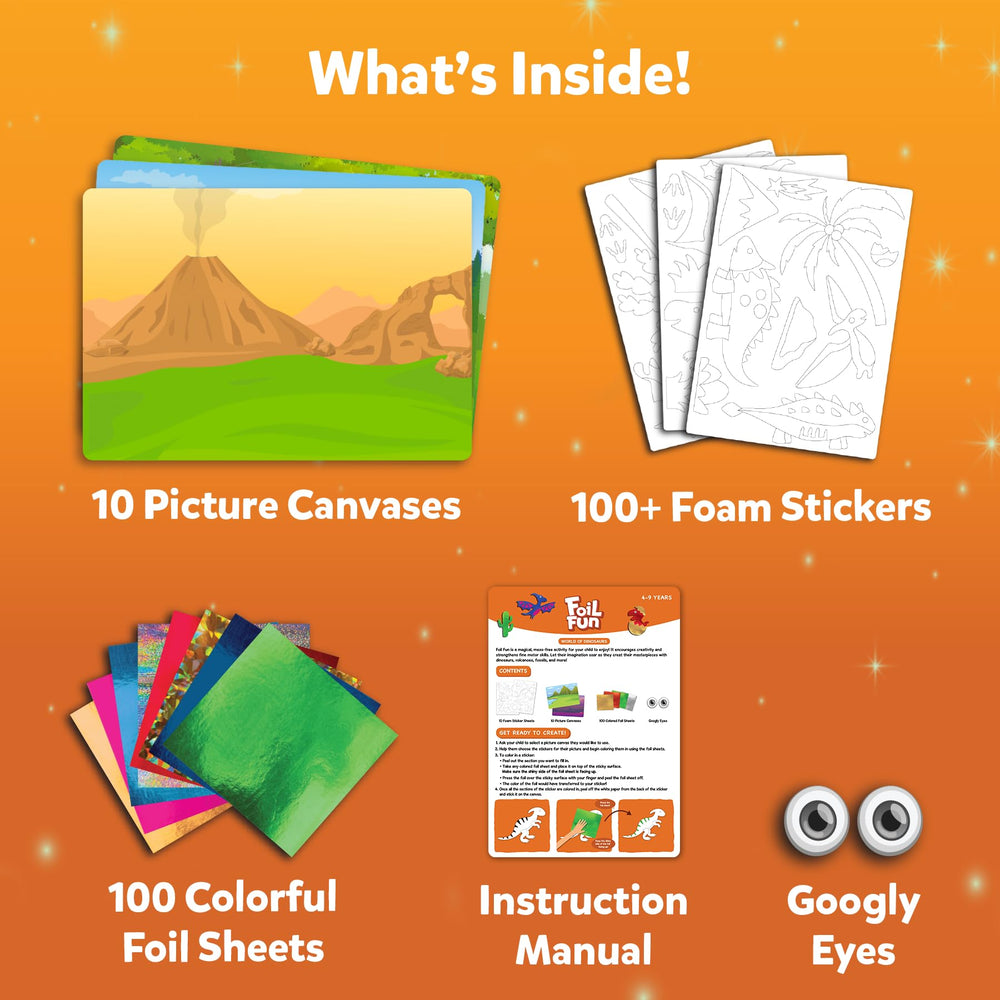 Dinosaur stickers from Skillmatics Foil Fun add texture to scenes