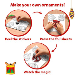 Skillmatics Foil Fun poke-in stick helps pop out and assemble ornaments.