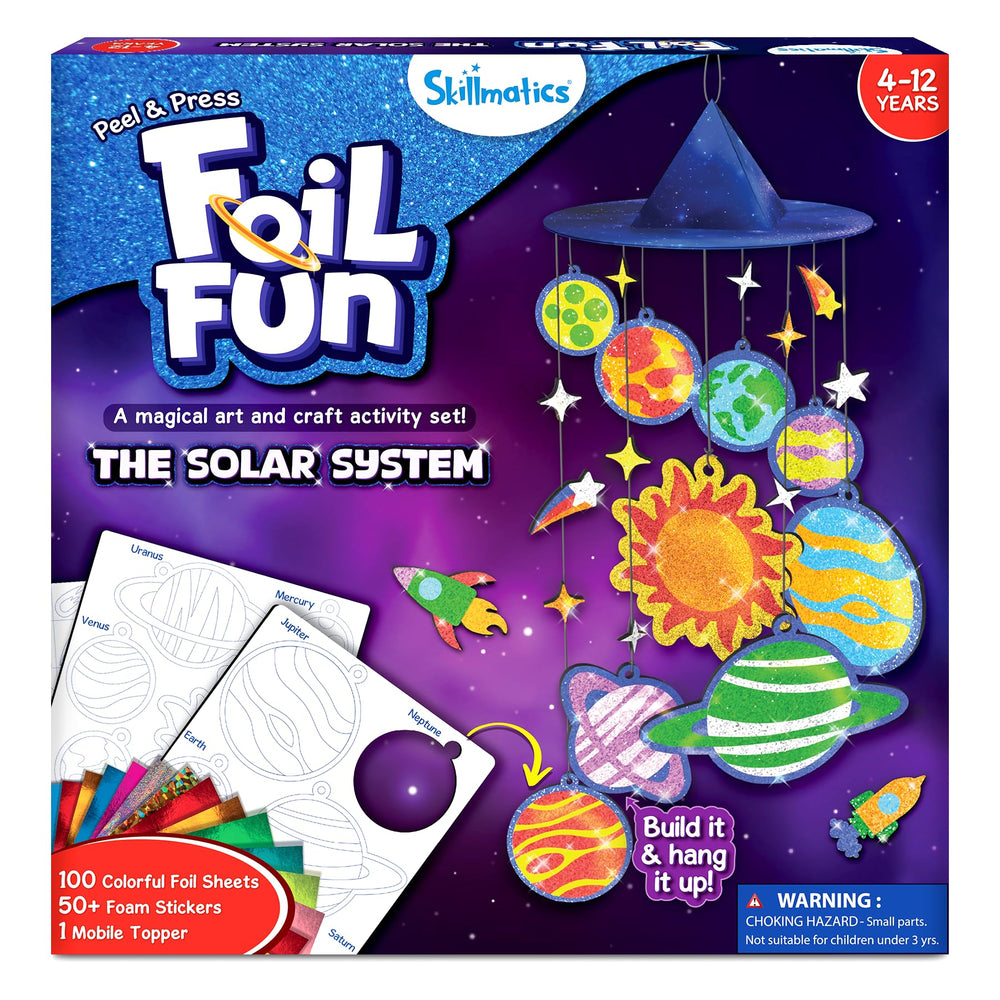 Skillmatics Foil Fun Solar System kit cover art showing a sparkling space display for inspiration