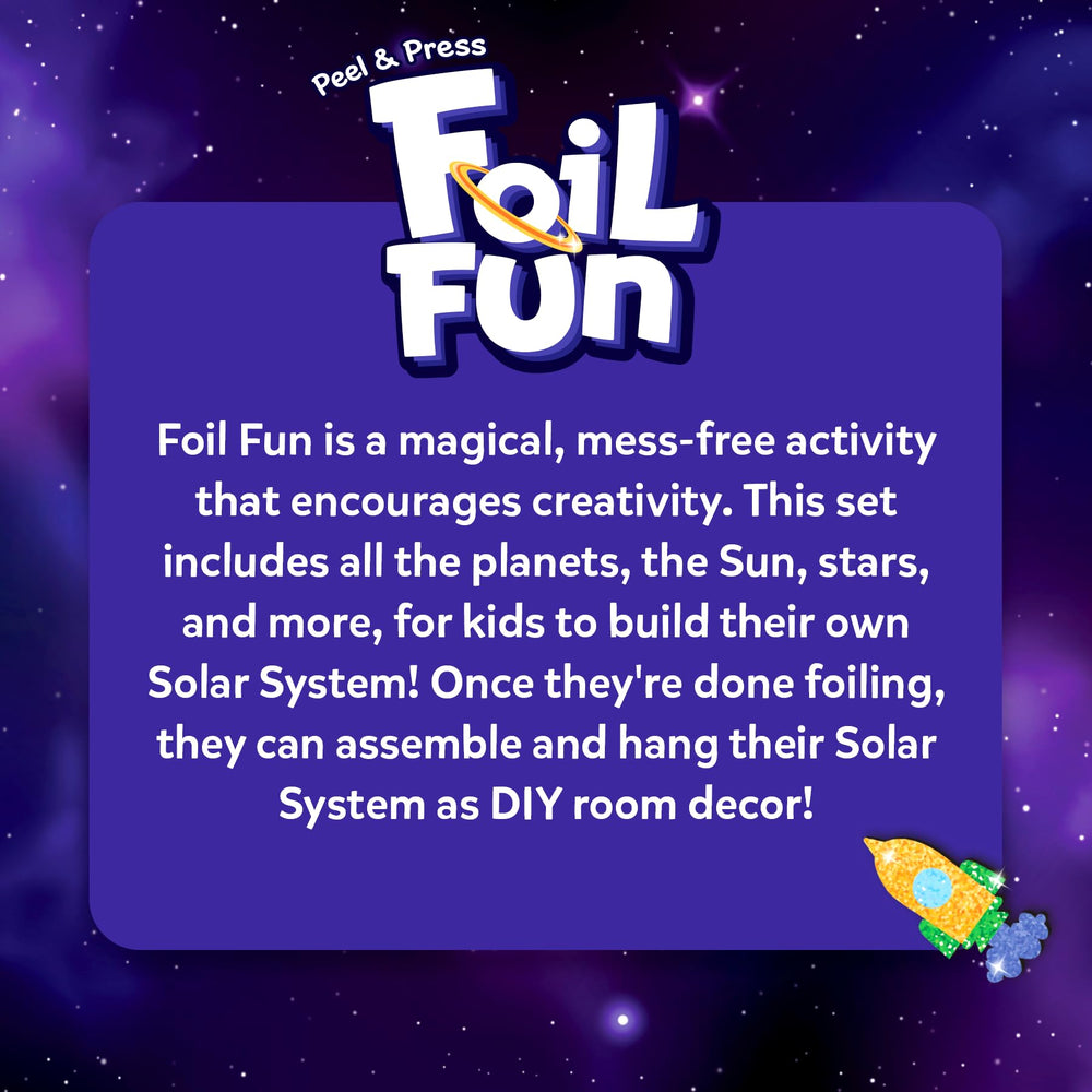 Skillmatics Foil Fun Solar System finished display inspires space-themed room decor