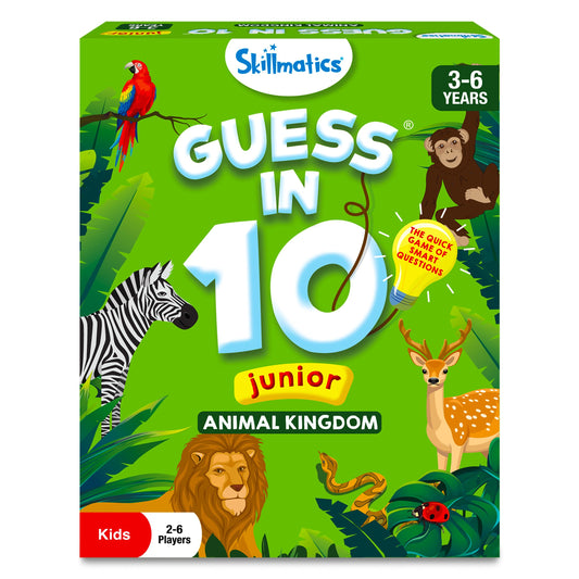 Skillmatics Guess in 10 Animal Kingdom card shows animal image for guessing and curiosity