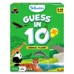 Skillmatics Guess in 10 Animal Planet game card close-up with vivid clues for quick guessing