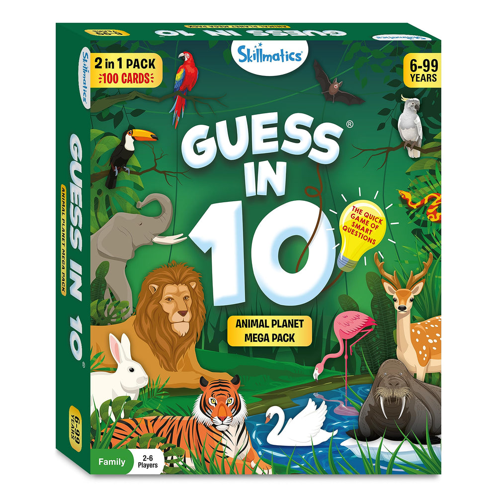 Skillmatics Guess in 10 Animals Megapack 20-minute playtime for busy evenings.