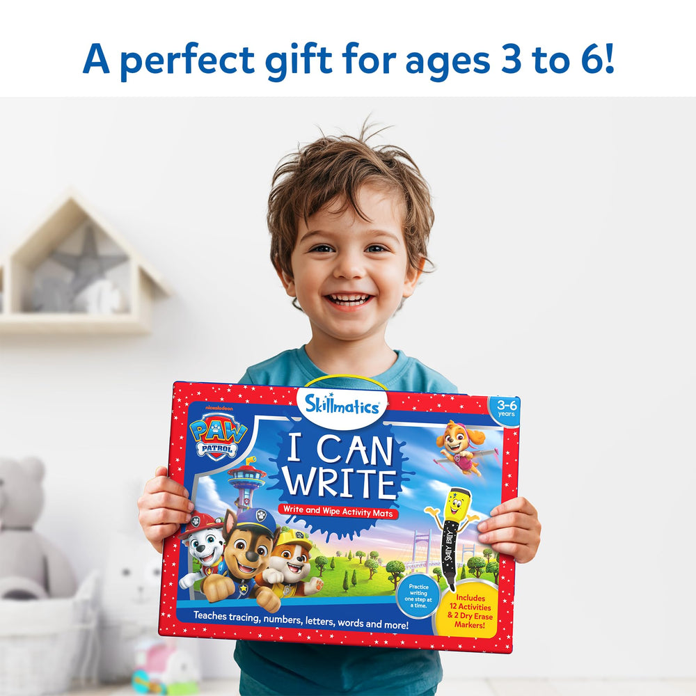 Gift-ready Skillmatics I Can Write PAW Patrol set suits birthdays and holidays.