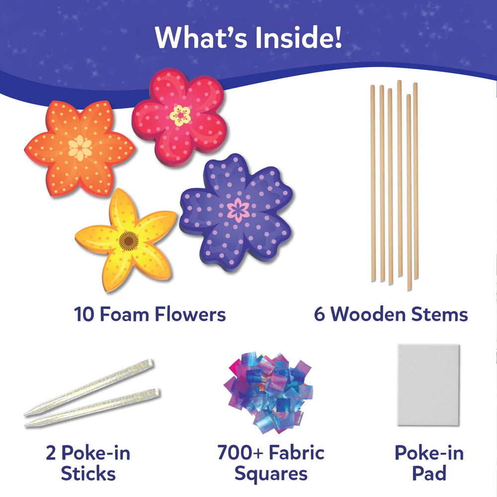 Skillmatics foam flowers ready to receive fabric patches for creative play.