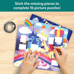 Skillmatics Tape It eight double-sided boards offer varied challenges.