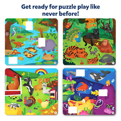 Skillmatics Tape It double-sided boards showing 16 animal scenes.
