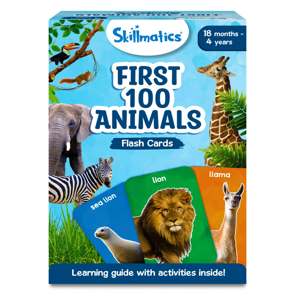 Skillmatics Thick Flash Cards reveal underwater animals to boost toddler vocabulary.