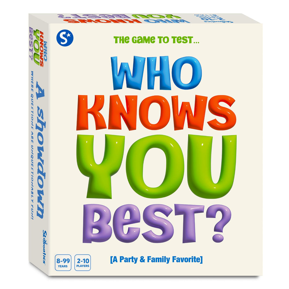 Skillmatics Who Knows You Best box front for family game nights