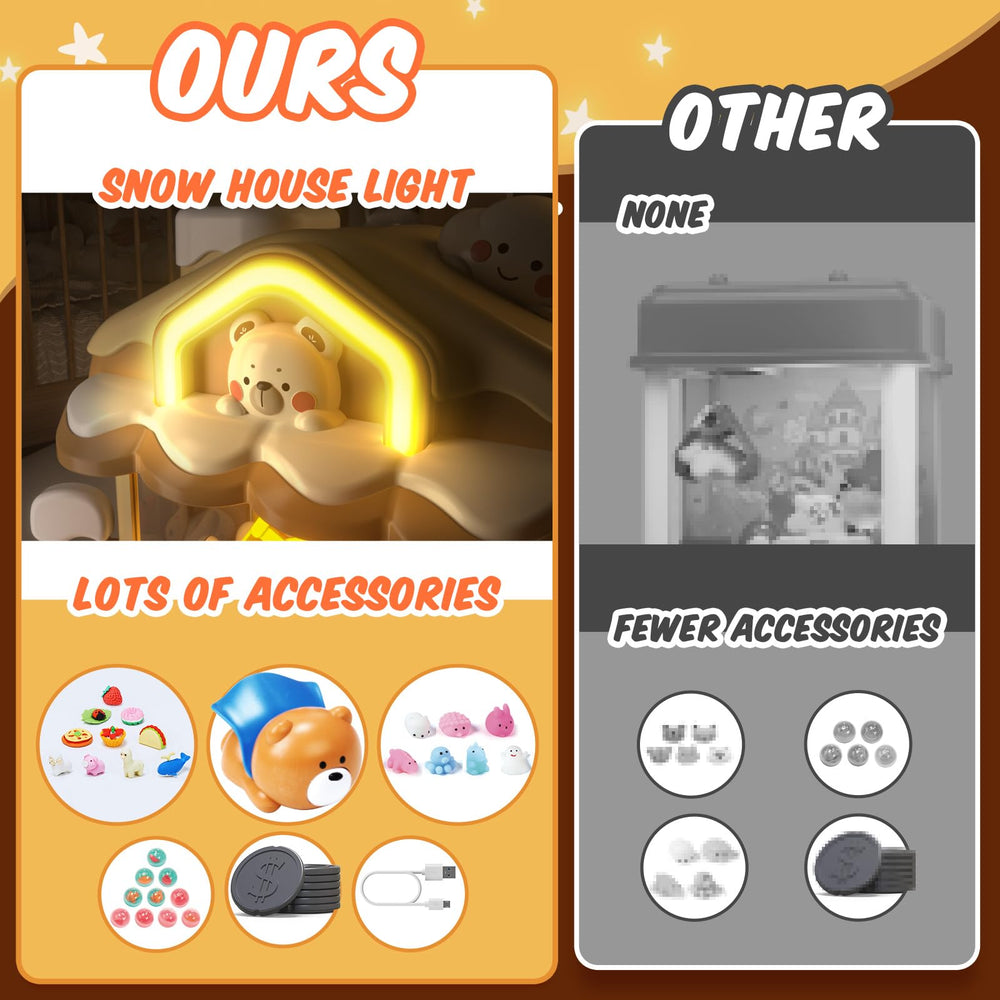 Skirfy Bear Claws machine LED light detail adds festive ambiance.