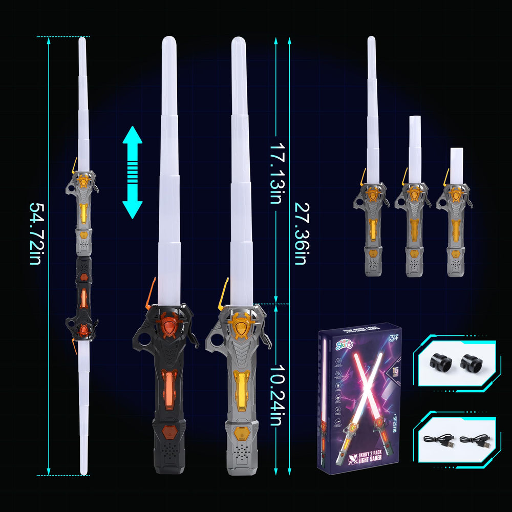 Kids wearing costumes while wielding Skirfy Lightsabers during dress-up